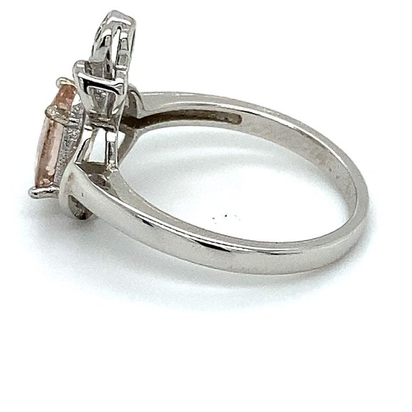Morganite .92ct Platinum Finish Solid Silver Ring - Picture 5 of 6